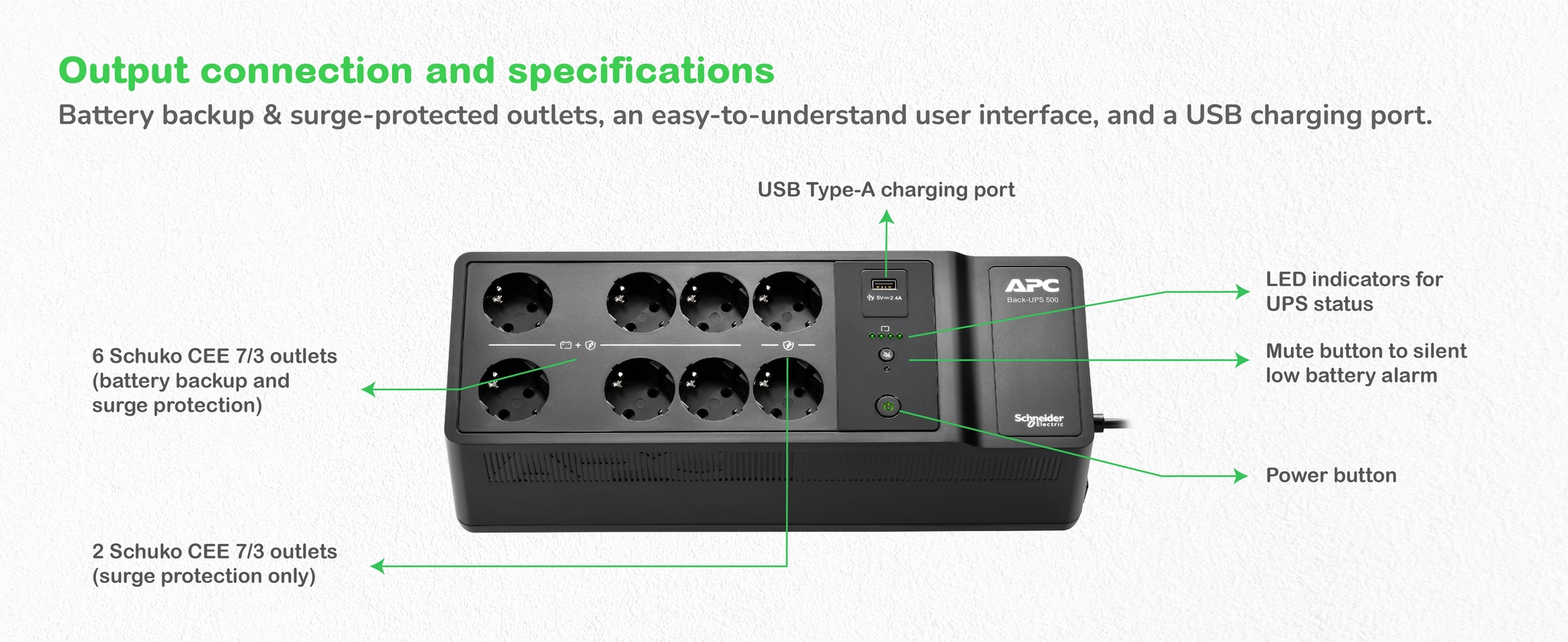 APC BE500G2-GR gruppo di continuit� (UPS) Standby (Offline) 0,5 kVA 300 W