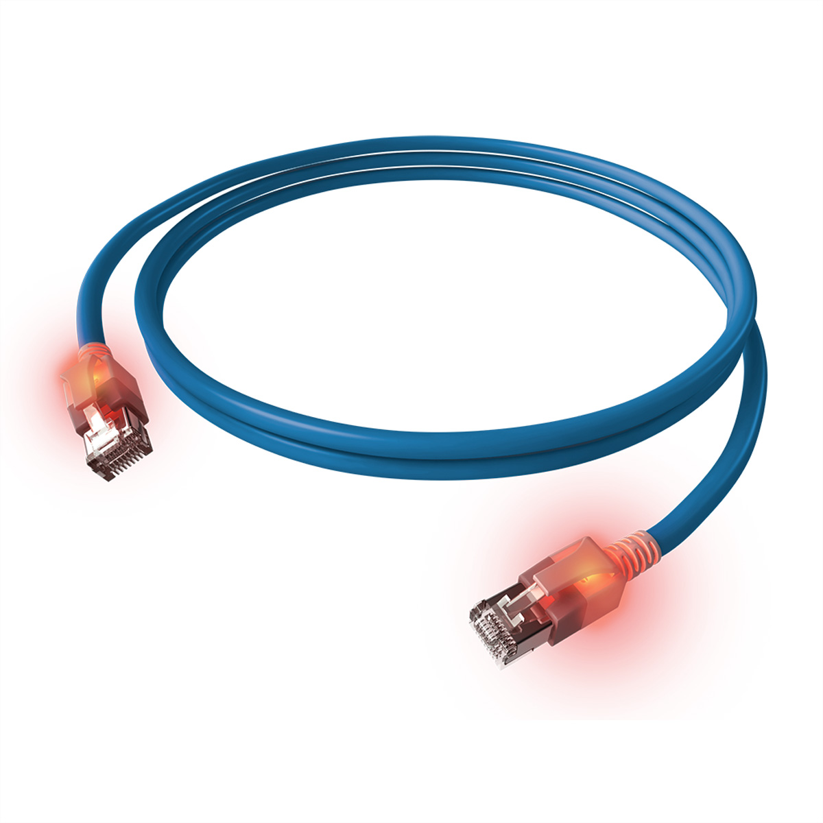 EasyLan S/FTP Patchkabel Kat.6A Class EA LSOH blau 0,5m - EasyLan DualBoot LED Patchkabel RJ45 S/FTP Kat.6A (Class EA)