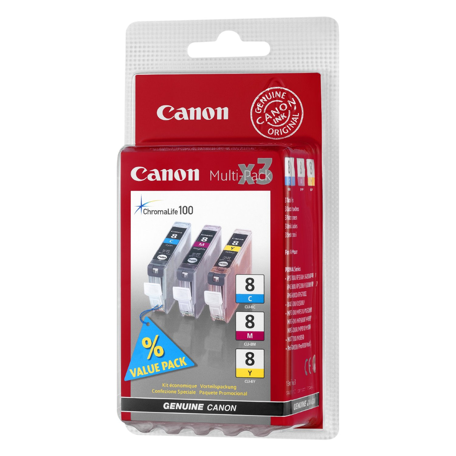 Canon CLI-8 C/M/Y Multi pack - 3er-Pack - Gelb, Cyan, Magenta