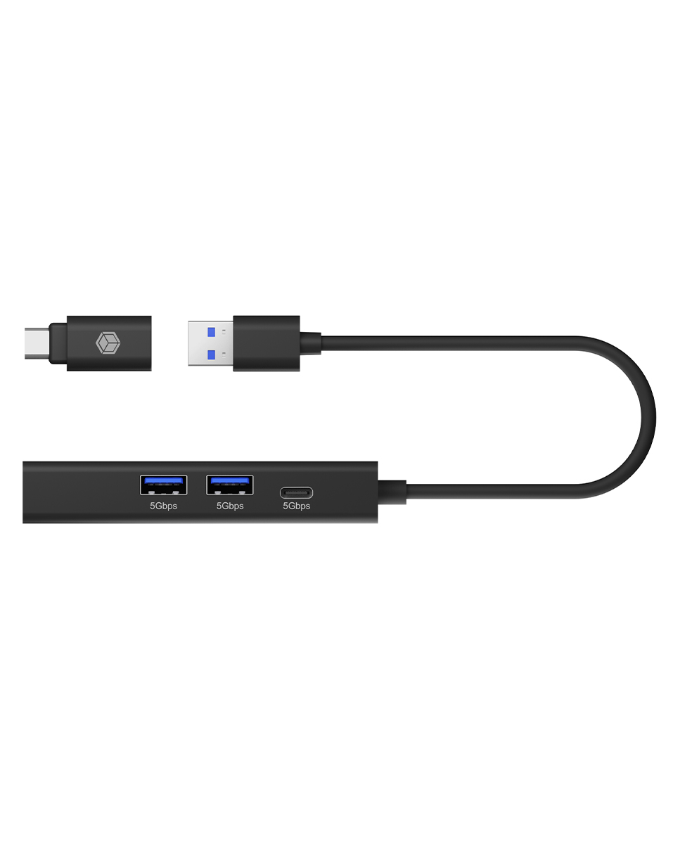 ICY BOX USB Hub 2x USB USB-C and LAN Black