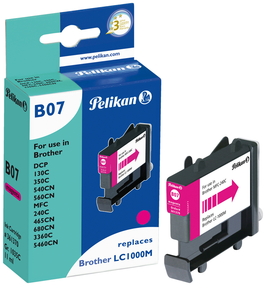 Pelikan B07 - 10 ml - Magenta - kompatibel - Tintenpatrone (Alternative zu: Brother LC1000m)