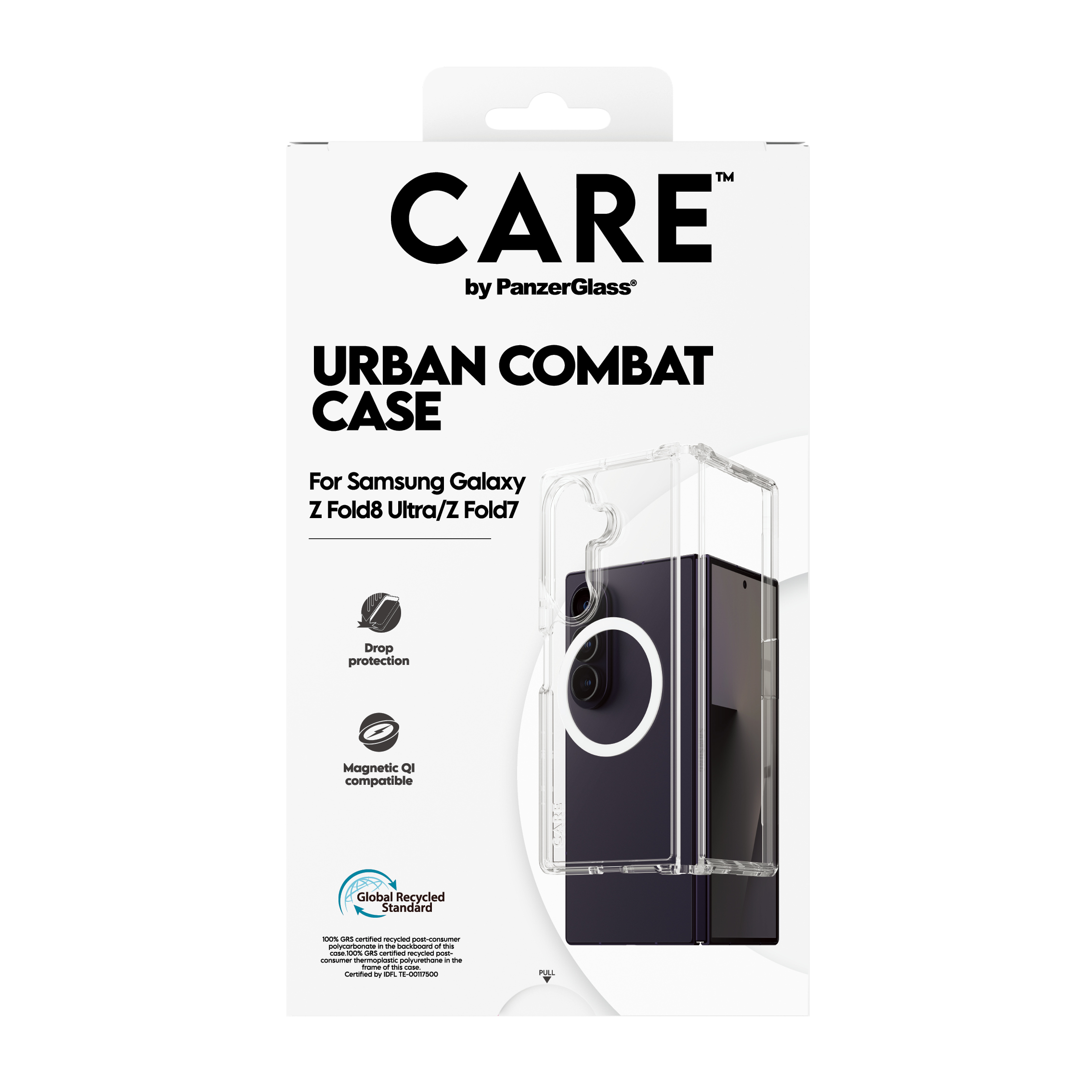 PanzerGlass CARE by � Urban Combat Case Transparent w. White Qi Samsung Galaxy Fold8 Ultra | Fold7 funda para tel�fono m�vil Transparente
