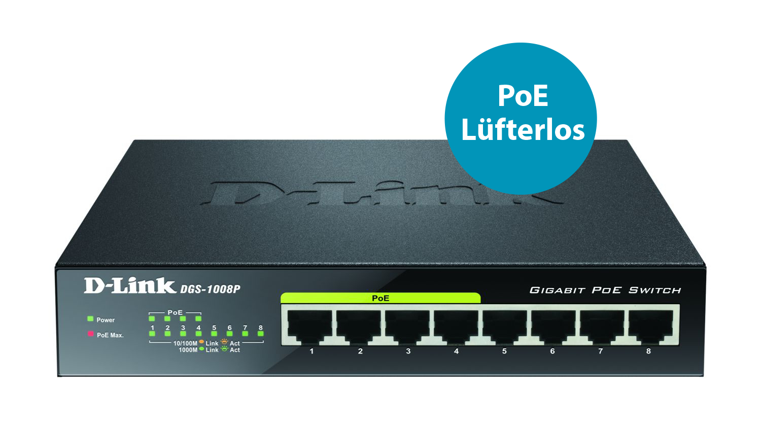 D-Link DGS 1008P - Switch - unmanaged - 4 x 10/100/1000 (PoE)