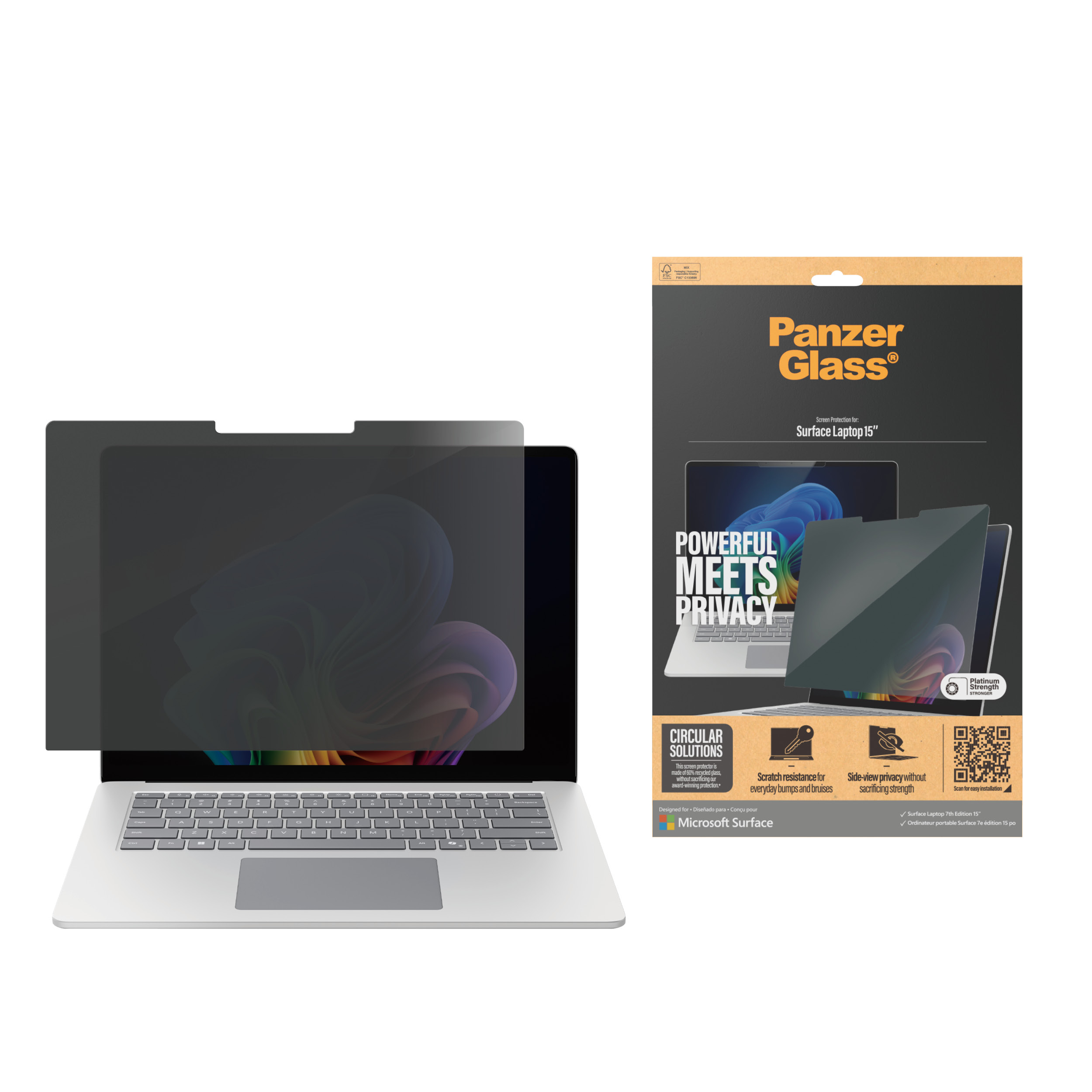 PanzerGlass � Privacy Screen Protector Microsoft Surface Laptop 7th Edition 15 | Ultra-Wide Fit
