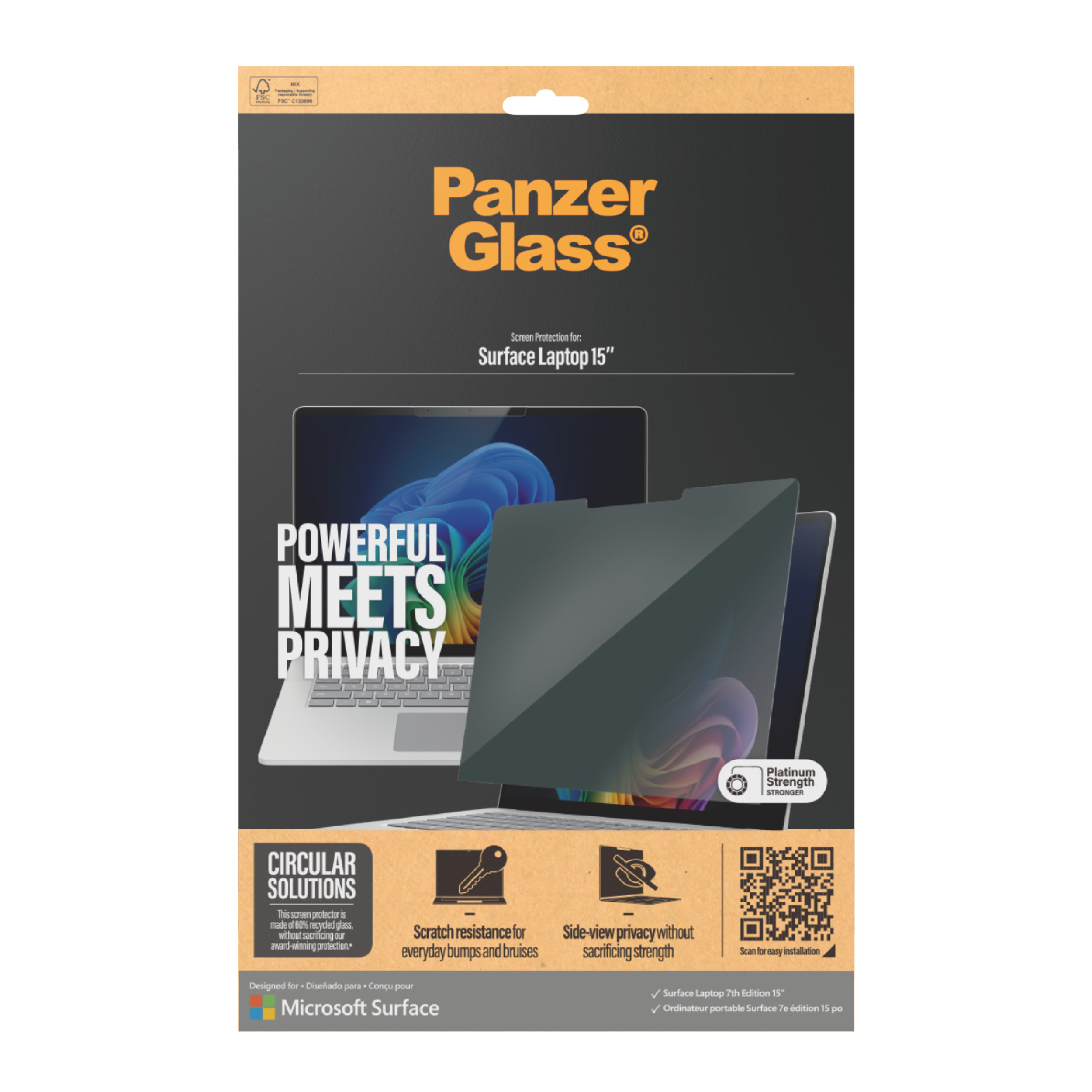 PanzerGlass � Privacy Screen Protector Microsoft Surface Laptop 7th Edition 15 | Ultra-Wide Fit
