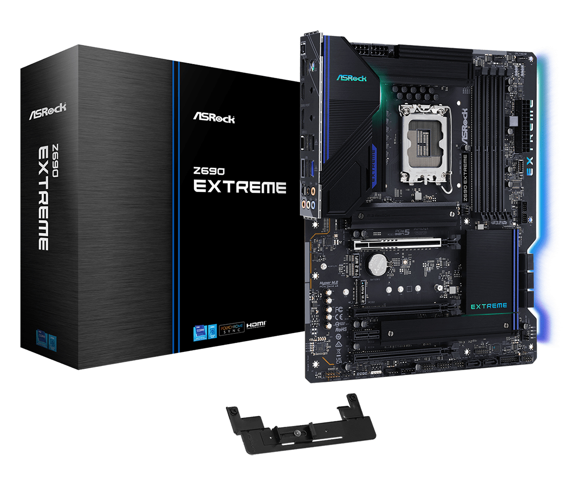 ASRock Z690 Extreme - Motherboard - ATX - LGA1700-Sockel - Z690 Chipsatz - USB-C Gen2, USB 3.2 Gen 1, USB 3.2 Gen 2, USB-C Gen 2x2 - Gigabit LAN, 2.5 Gigabit LAN - Onboard-Grafik (CPU erforderlich)