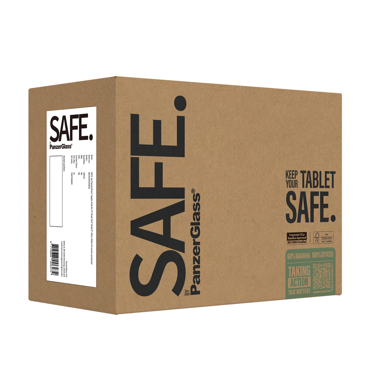 PanzerGlass SAFE. by PanzerGlass - Bildschirmschutz f�r Tablet, Stylus / digitaler Stift - ultrabreite Passform - Glas - 10,9 oder 11 (Packung mit 50)