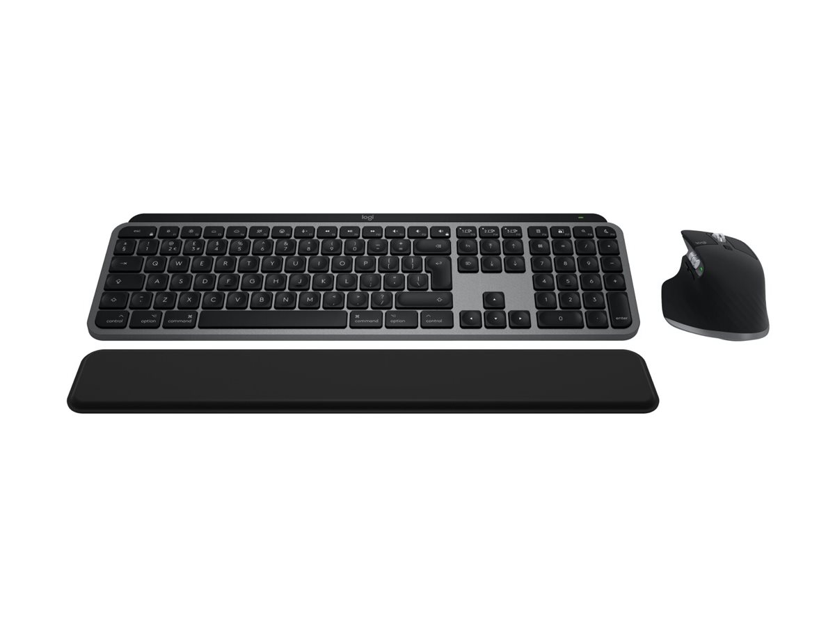 Logitech MX Keys S Combo for Mac keyboard Mouse included Home/Office RF Wireless + Bluetooth AZERTY French Aluminium, Black