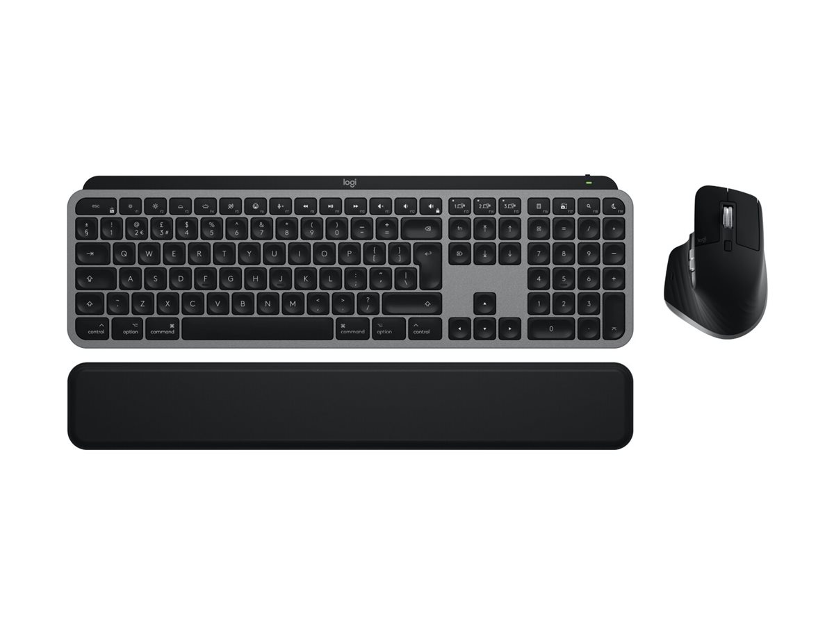 Logitech MX Keys S Combo for Mac keyboard Mouse included Home/Office RF Wireless + Bluetooth AZERTY French Aluminium, Black