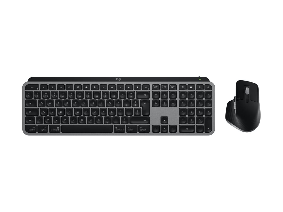 Logitech MX Keys S Combo for Mac keyboard Mouse included Home/Office RF Wireless + Bluetooth AZERTY French Aluminium, Black