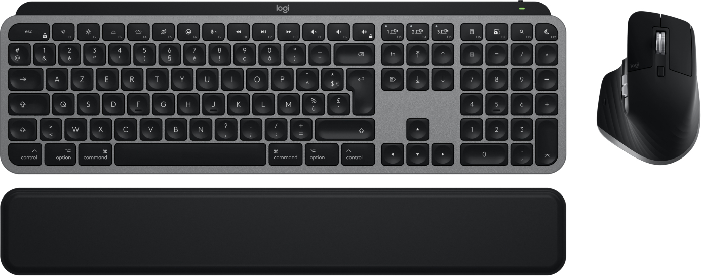 Logitech MX Keys S Combo for Mac keyboard Mouse included Home/Office RF Wireless + Bluetooth AZERTY French Aluminium, Black