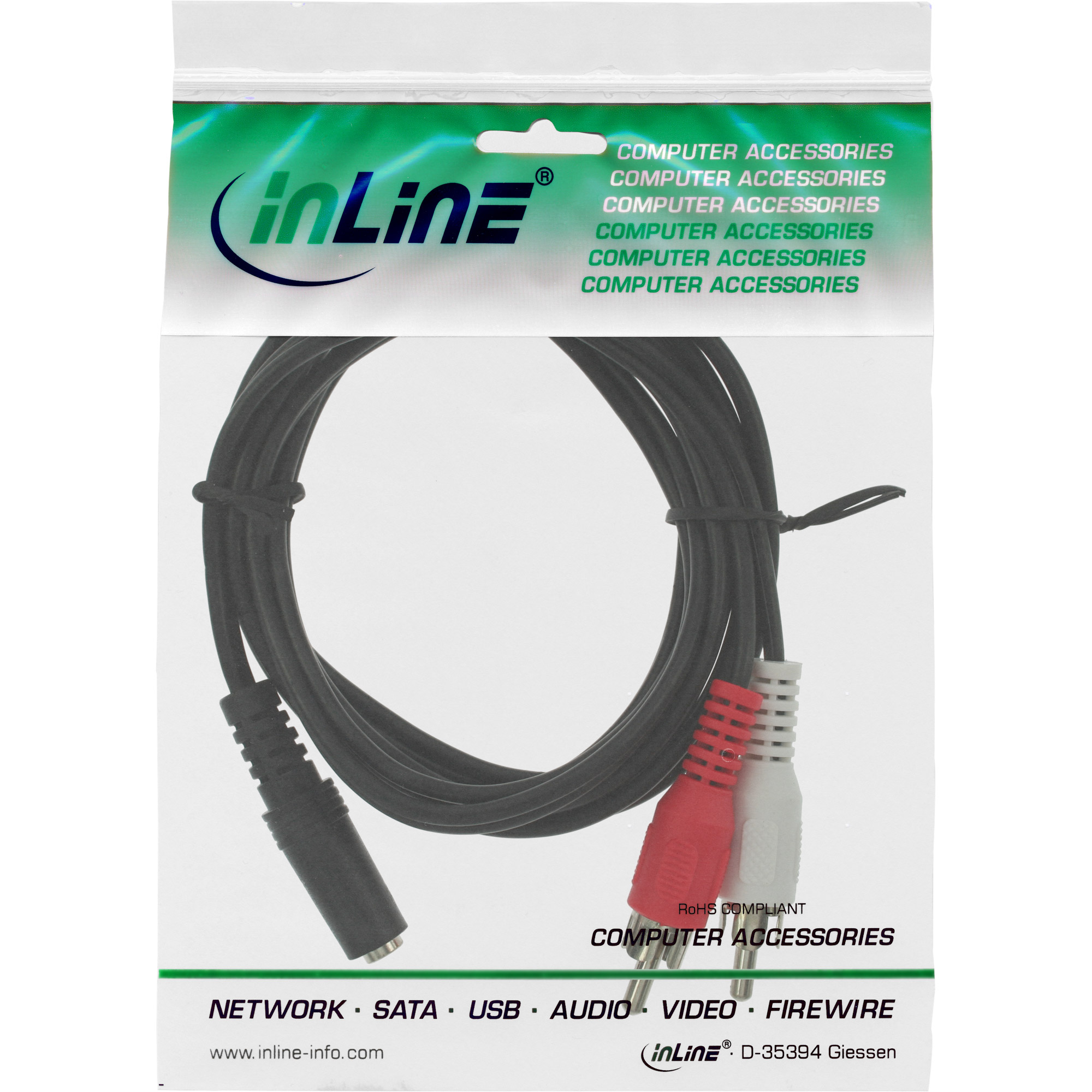 InLine Audiokabel - RCA x 2 mnnlich zu Stereo Mini-Klinkenstecker weiblich
