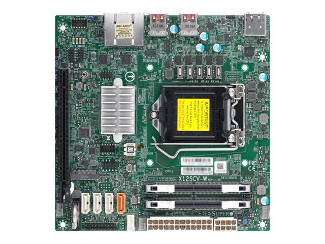 Supermicro X12SCV-W - Motherboard - Mini-ITX - LGA1200-Sockel - W480E Chipsatz - 2 x 2.5 Gigabit LAN - Onboard-Grafik (CPU erforderlich)