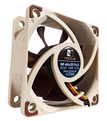 Noctua NF-A6X25 FLX sistema de refrigeraci�n para ordenador Carcasa del ordenador Ventilador 6 cm Marr�n