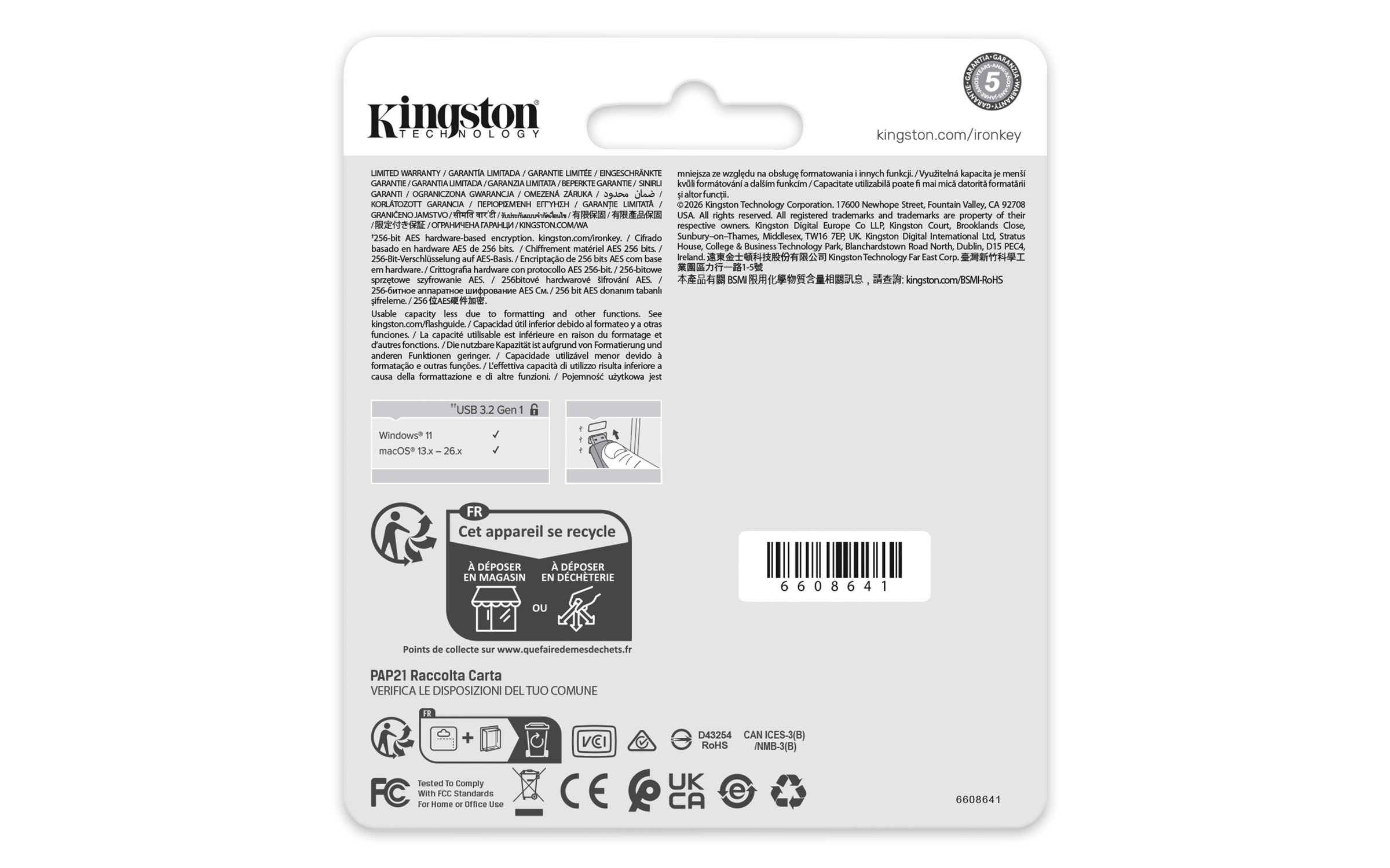 Kingston Technology IronKey 32 Go Locker Plus 50 G2, FIPS 197, AES-256