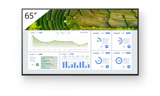 Sony FW-65BZ30L Signage Display Digital signage flat panel 165.1 cm (65) LCD Wi-Fi 440 cd/m 4K Ultra HD Black Android 24/7