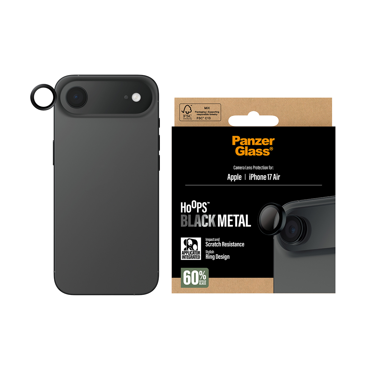 PanzerGlass � Hoops� Black Camera Lens Protector iPhone 17 Air Protection d�cran transparent Apple 1 pi�ce(s)