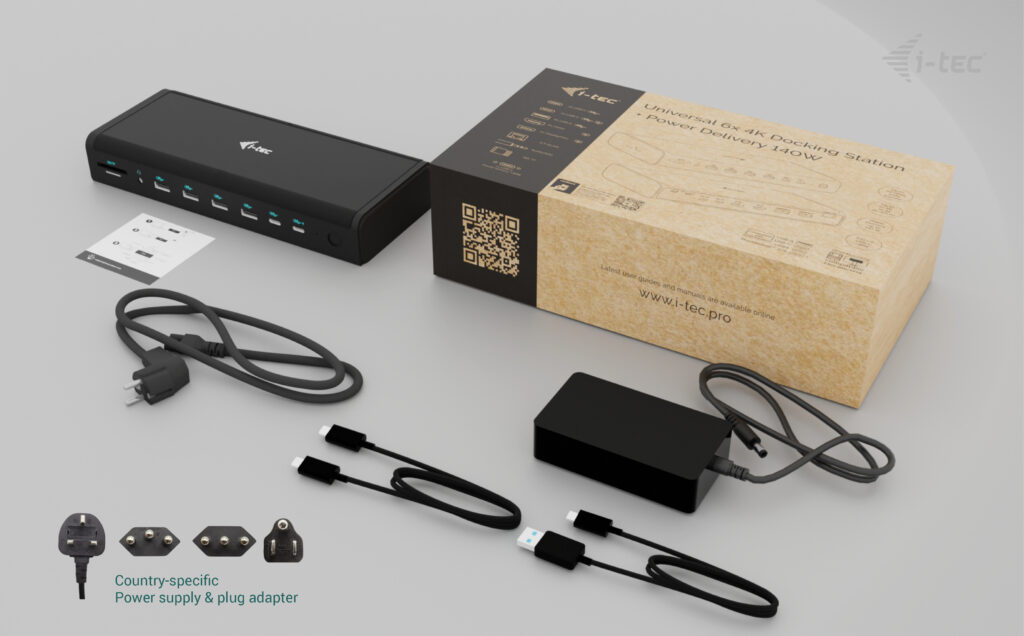 i-tec Universal 6x 4K/60Hz Display Docking Station + Power Delivery 140W