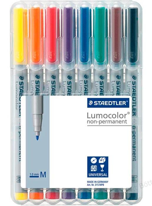 STAEDTLER Lumocolor 315 - Marker - nicht dauerhaft - gemischte Farben - 1 mm - Mittel (Packung mit 8)