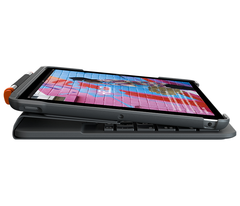 Logitech Slim Folio - Tastatur und Foliohlle - kabellos - Bluetooth - Pan-Nordic - Graphite - fr Apple 10.2-inch iPad (7. Generation, 8. Generation, 9. Generation)