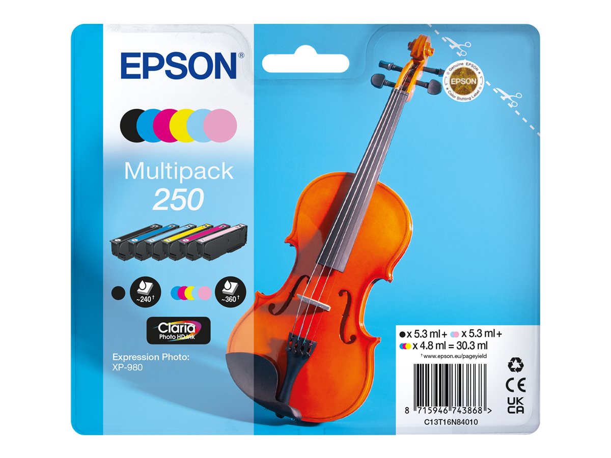 Epson 250 Violin Claria Photo HD cartucho de tinta 6 pieza(s) Original Negro, Cian, Cian claro, Magenta claro, Magenta, Blanco