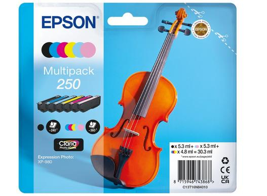 Epson 250 Violin Claria Photo HD cartuccia dinchiostro 6 pz Originale Nero, Ciano, Ciano chiaro, Magenta chiaro, Magenta, Bianco
