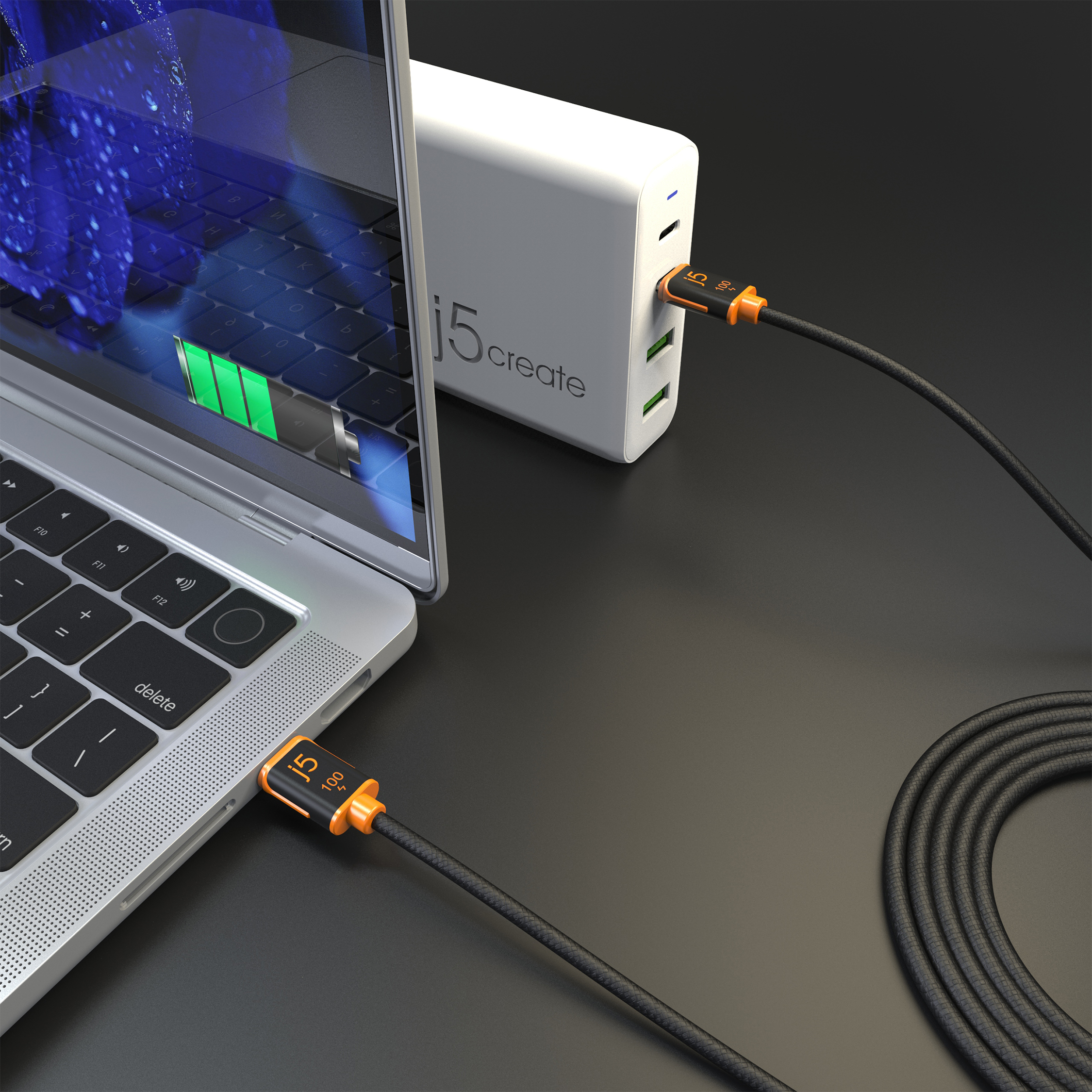j5create JUCX25L18 USB-C� 100W Sync & Charge Cable (1.8 m / 5.9 ft.)