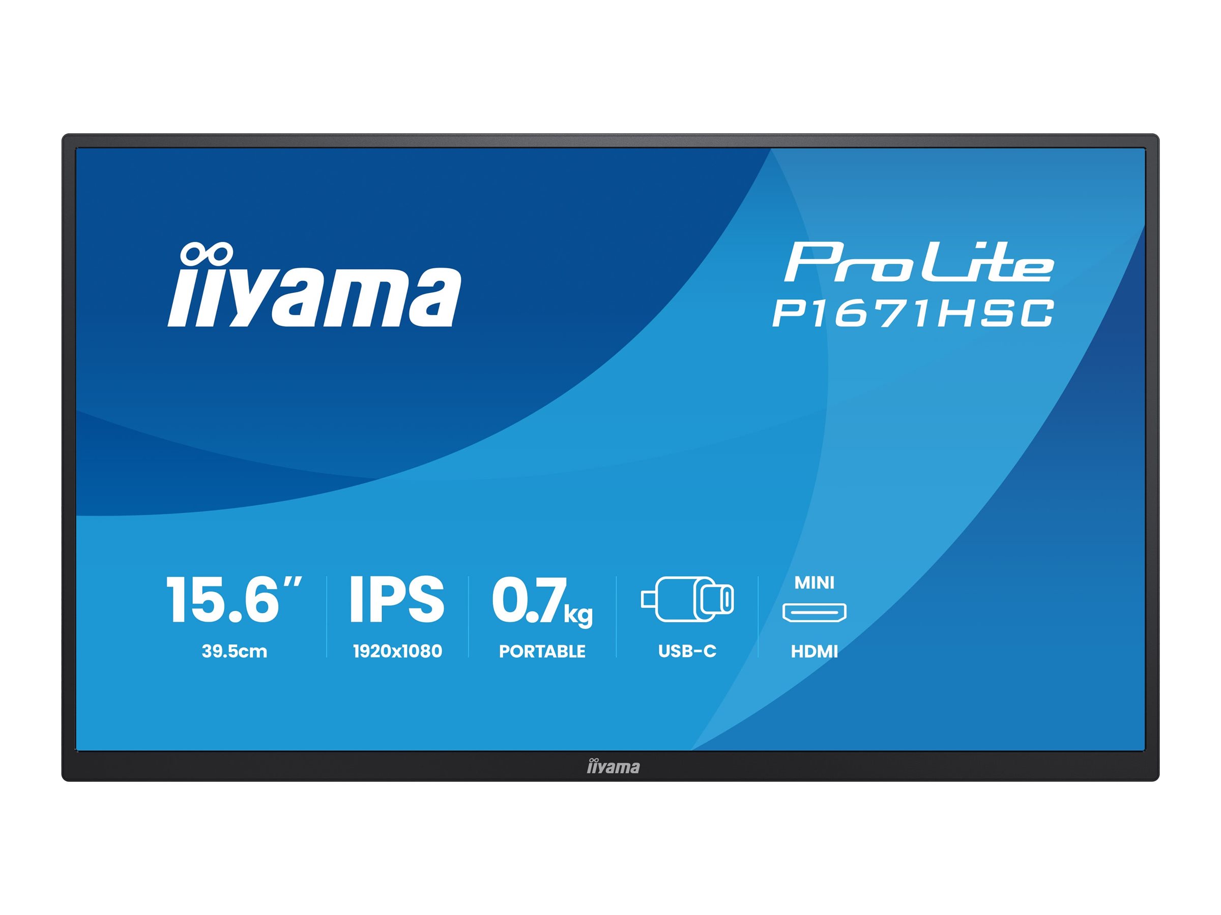 iiyama ProLite 15.6 portable Full HD IPS monitor with USB C, built in speakers & leather cover