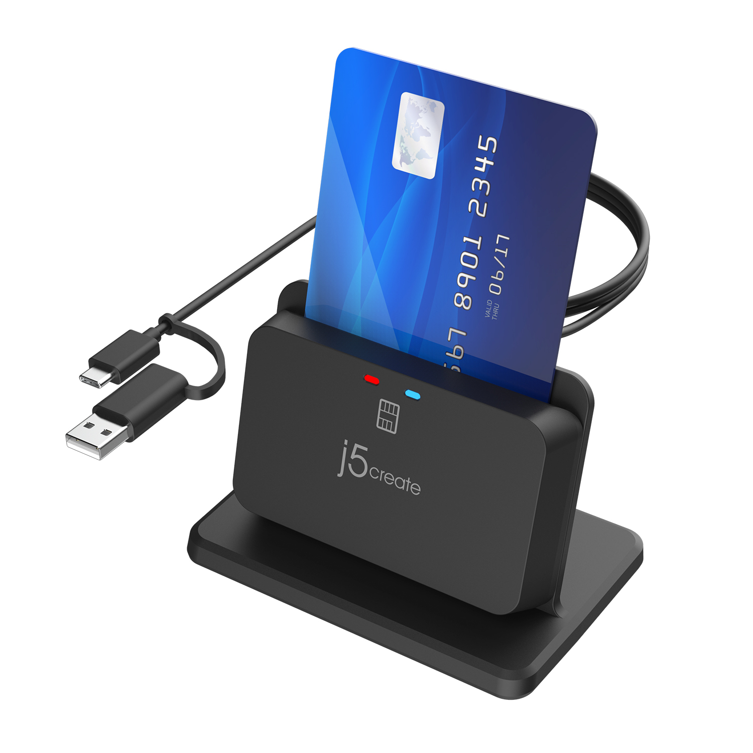 j5create JUR261 USB Smart Card / CAC Reader Stand