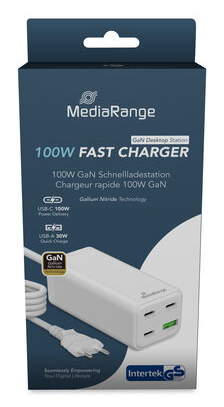 MediaRange MRMA124 chargeur dappareils mobiles Ordinateur portable, Smartphone, Tablette Blanc Secteur Charge rapide Int�rieure