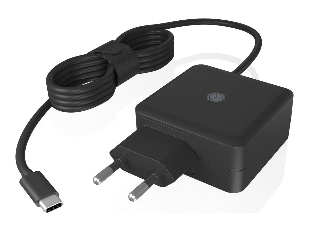 ICY BOX Netzteil f�r Power Delivery 65 W, integriertes Type-C� Kabel, schwarz (IB-PS111-PD)