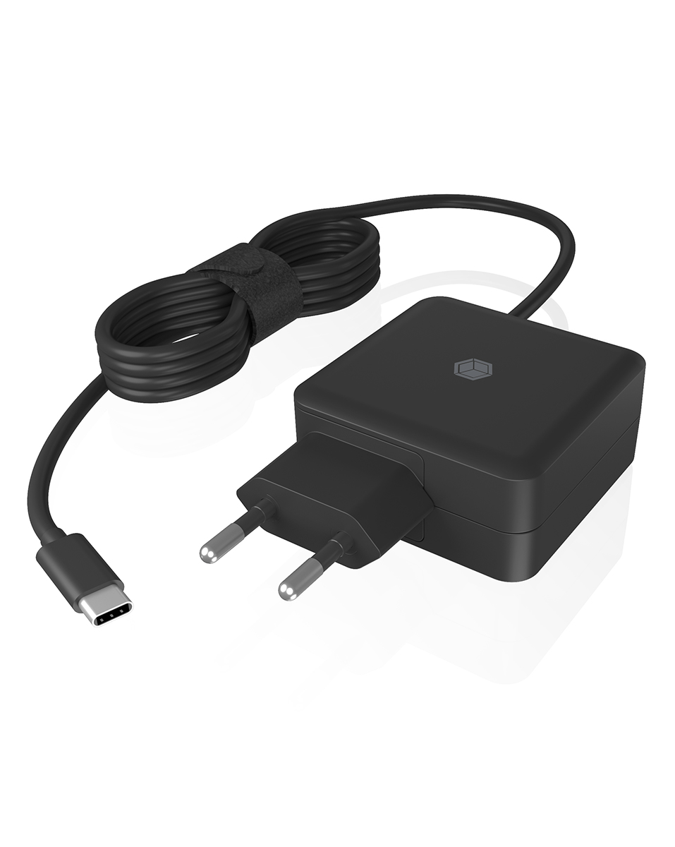 ICY BOX Netzteil f�r Power Delivery 65 W, integriertes Type-C� Kabel, schwarz (IB-PS111-PD)