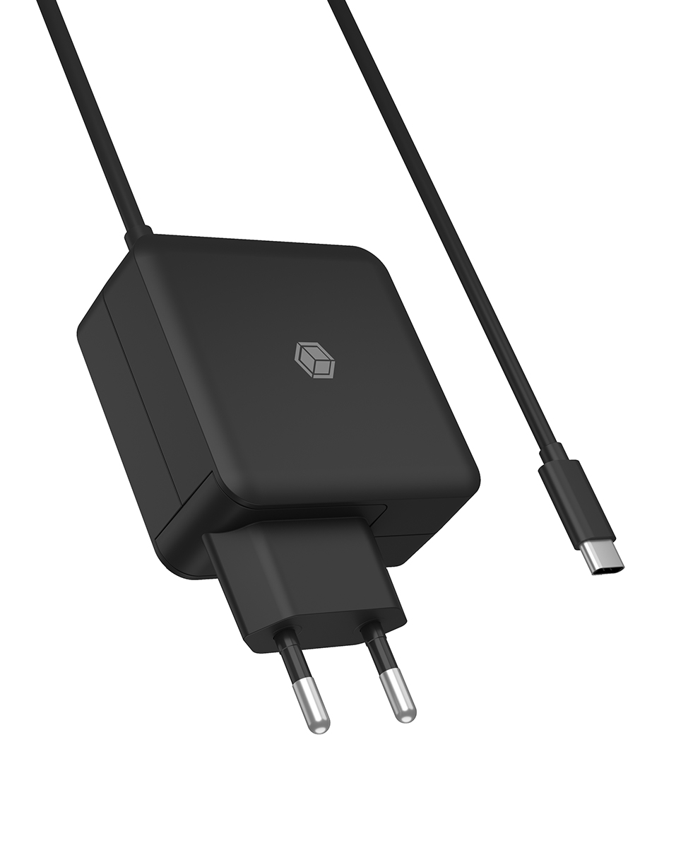 ICY BOX Netzteil f�r Power Delivery 65 W, integriertes Type-C� Kabel, schwarz (IB-PS111-PD)