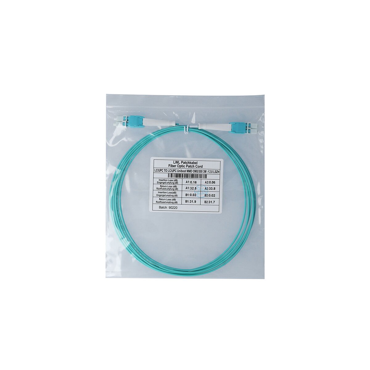 BlueOptics Duplex LWL Patchkabel LC Uniboot-LC Uniboot Multimode OM3 1 Meter