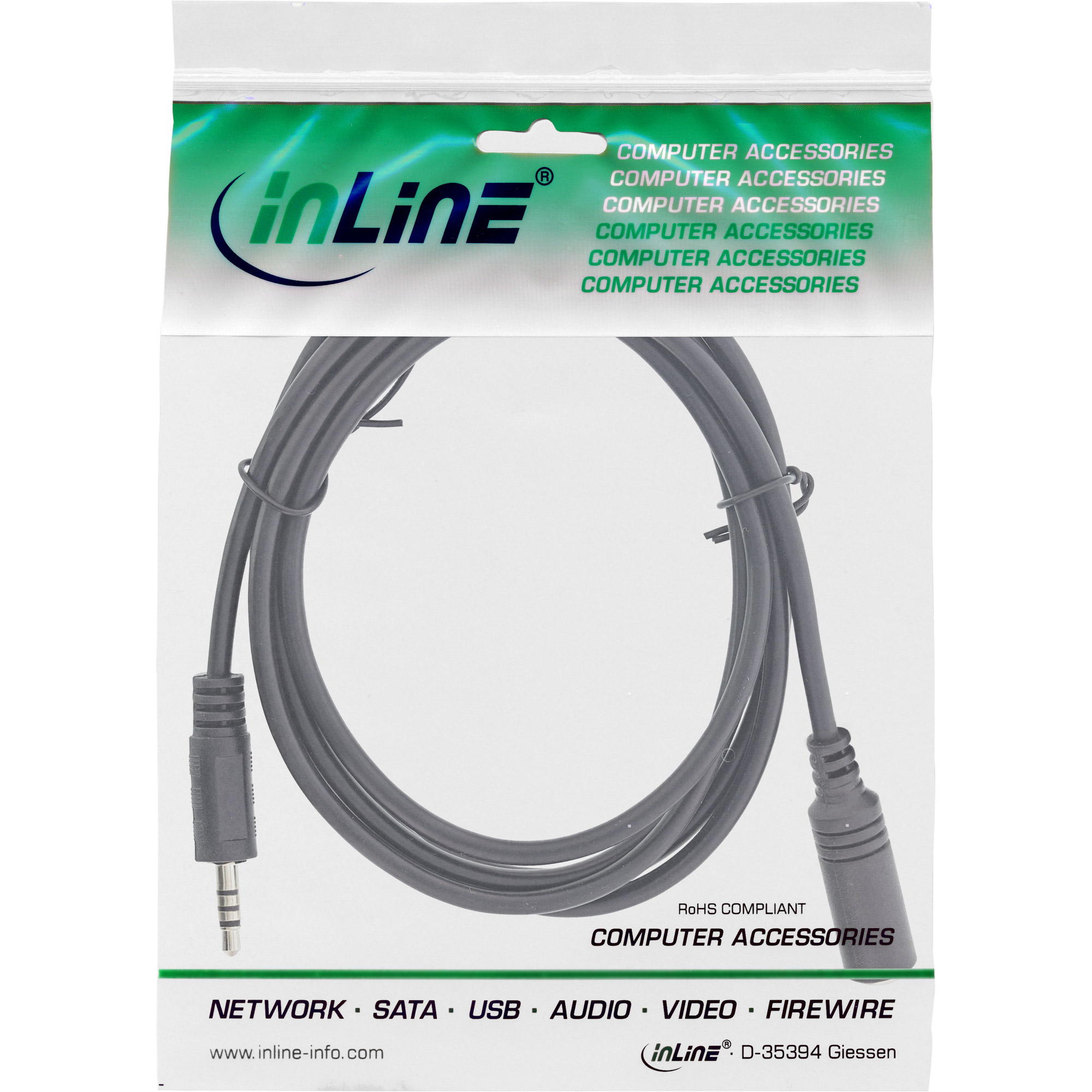 InLine Cavo Audio, Jack 2,5mm maschio a Jack 3,5mm femmina, Tricanale 4pin, 1m
