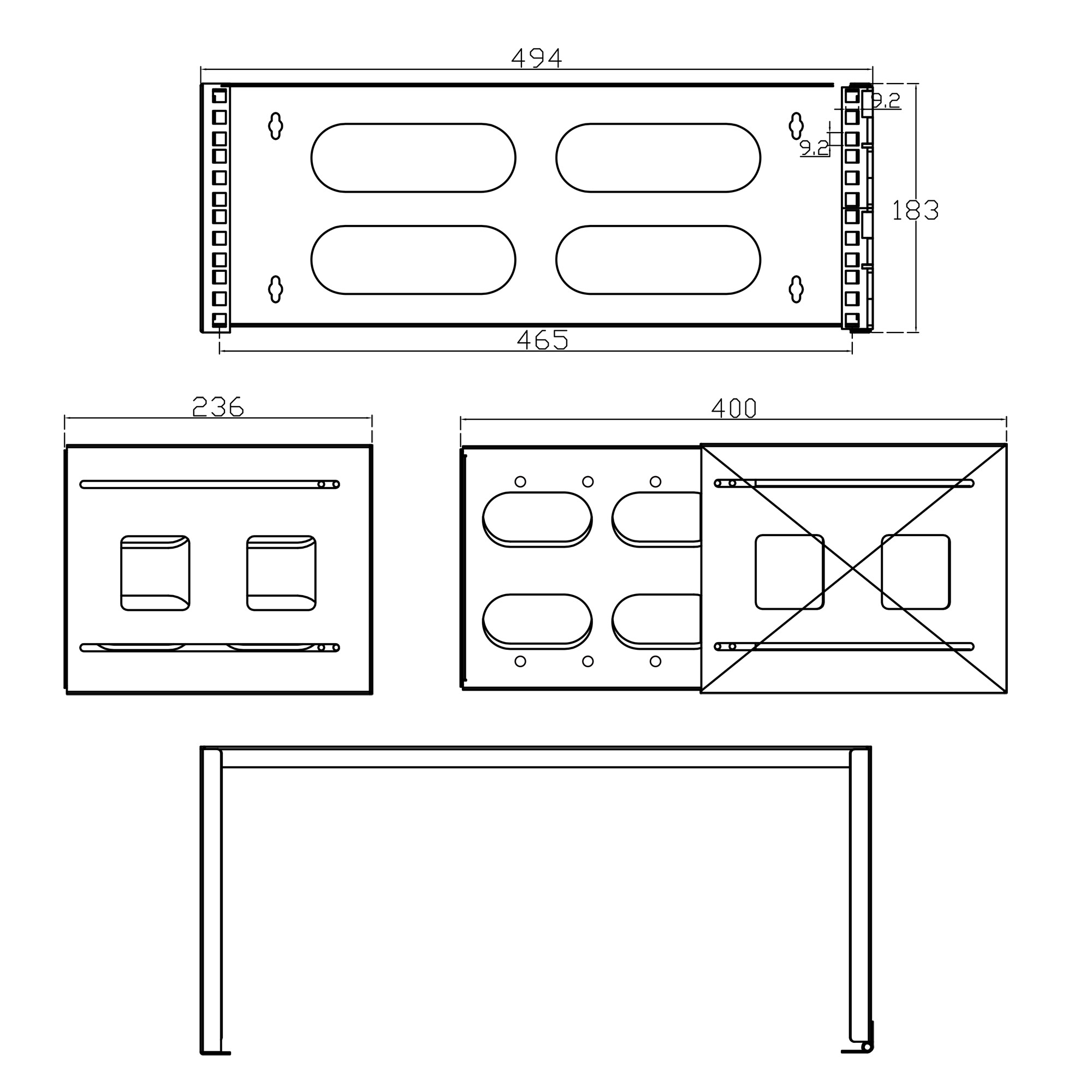 InLine 19104C �tag�re 4U Rack mont� sur le mur Gris