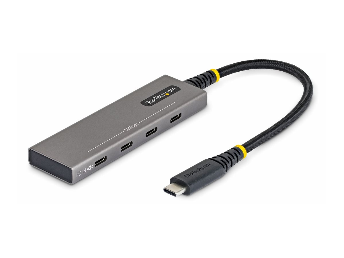 StarTech.com 4-Port USB-C Hub, 10Gbps, 100W PD Charging, 4x USB-C Ports, Overcurrent Protection, PCR Aluminum, For MacBook / Dell / ThinkPad / HP / iPad / Tablet