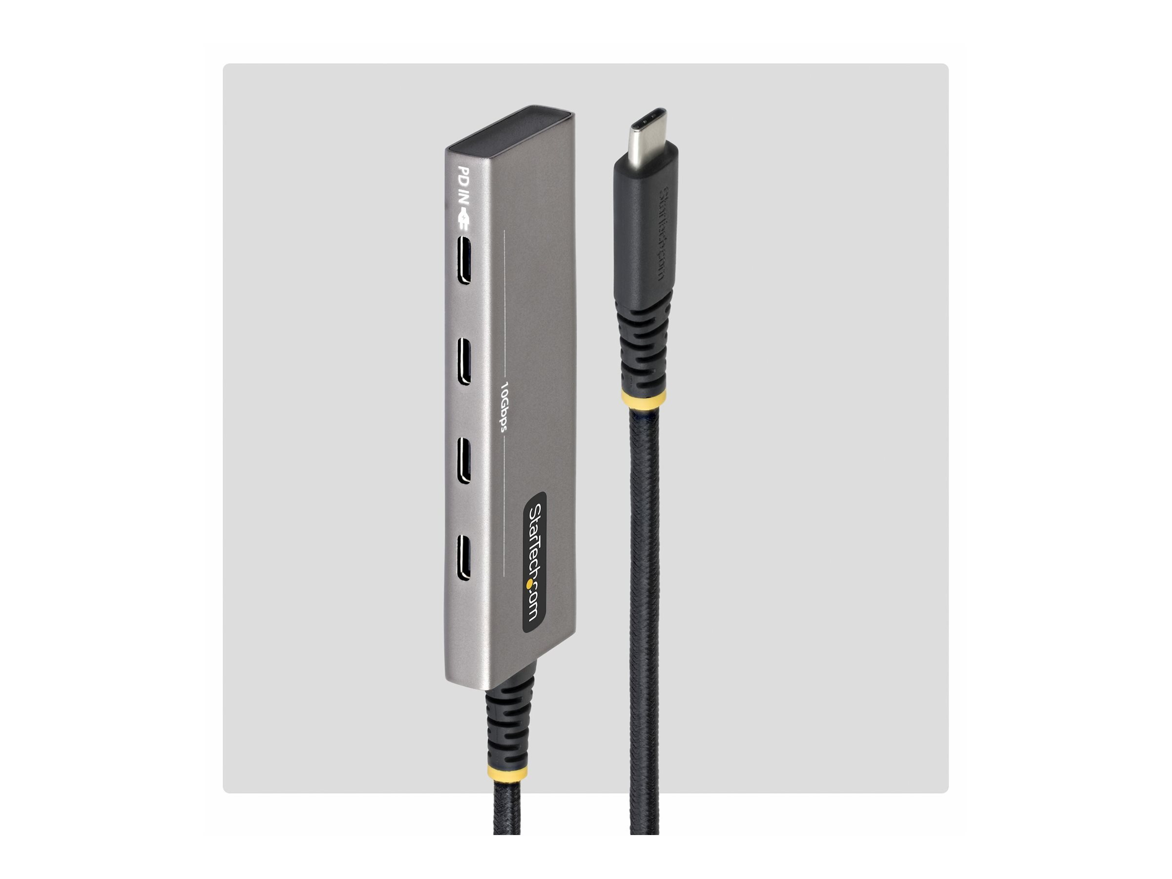 StarTech.com Startech - Hub - 4-port, 10 Gbps, 100 W PD charging, overcurrent protection, PCR aluminum - 3 x USB-C 3.2 Gen 2 + 1 x USB-C 3.2 Gen 2 (Stromversorgung)