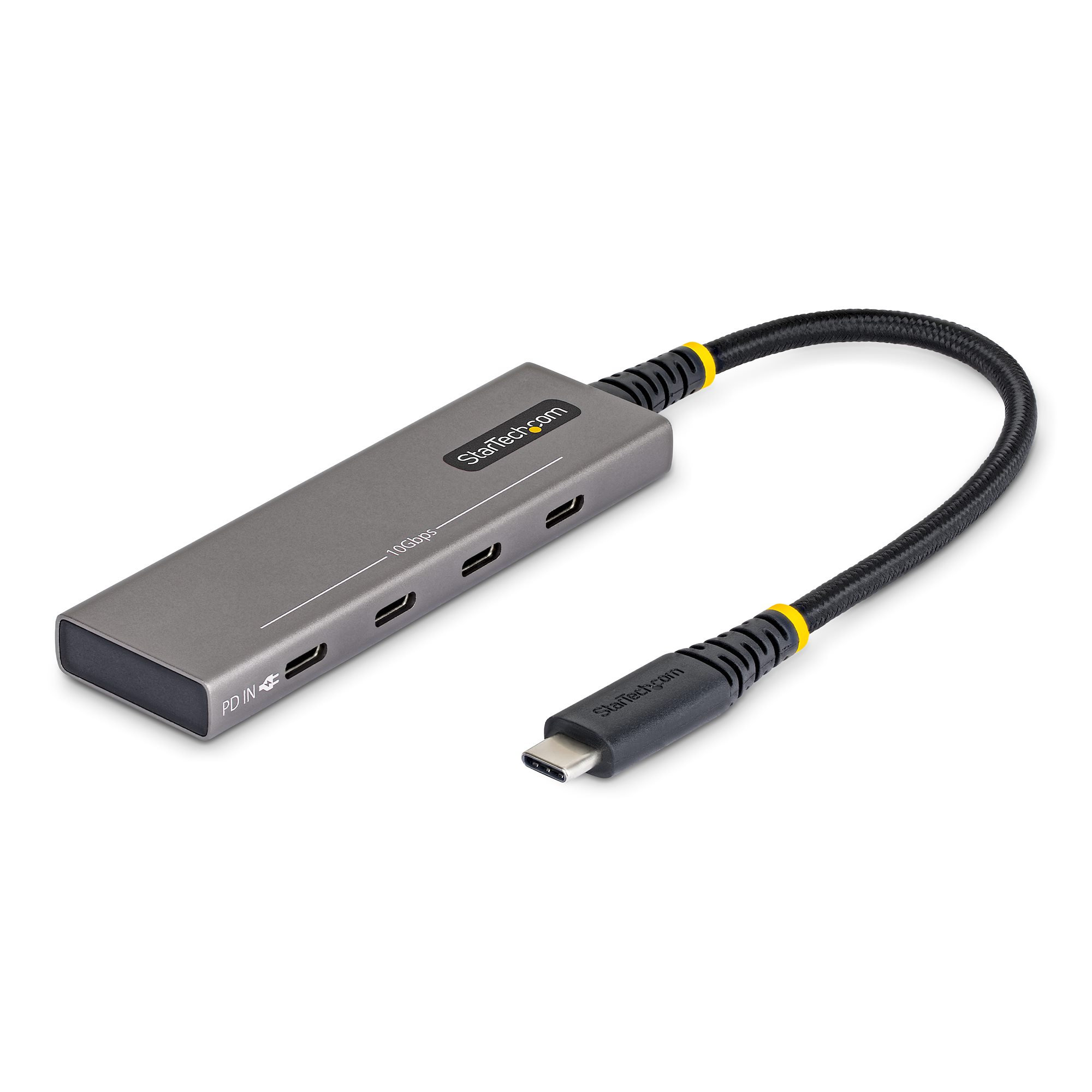 StarTech.com Startech - Hub - 4-port, 10 Gbps, 100 W PD charging, overcurrent protection, PCR aluminum - 3 x USB-C 3.2 Gen 2 + 1 x USB-C 3.2 Gen 2 (Stromversorgung)