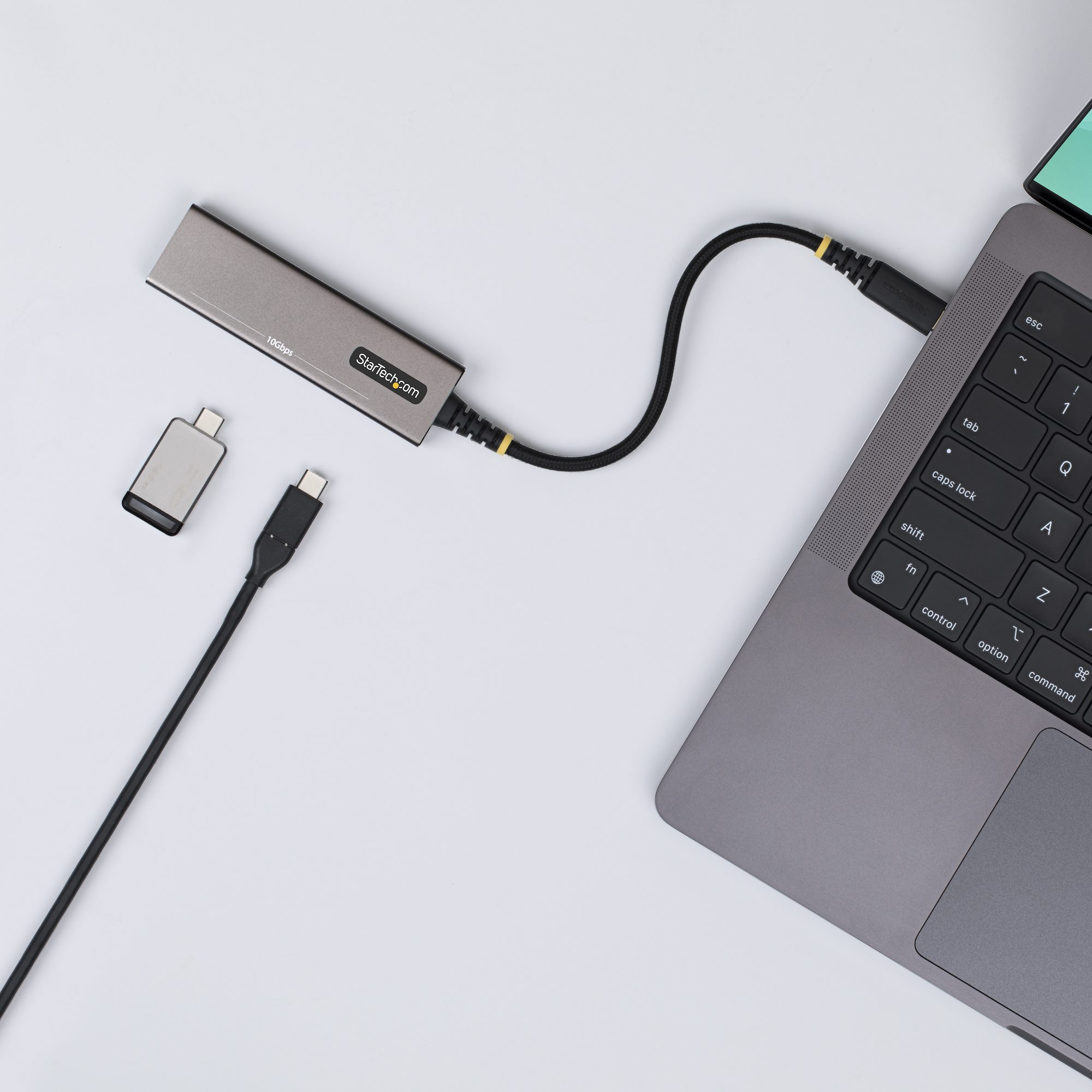 StarTech.com Startech - Hub - 4-port, 10 Gbps, 100 W PD charging, overcurrent protection, PCR aluminum - 3 x USB-C 3.2 Gen 2 + 1 x USB-C 3.2 Gen 2 (Stromversorgung)