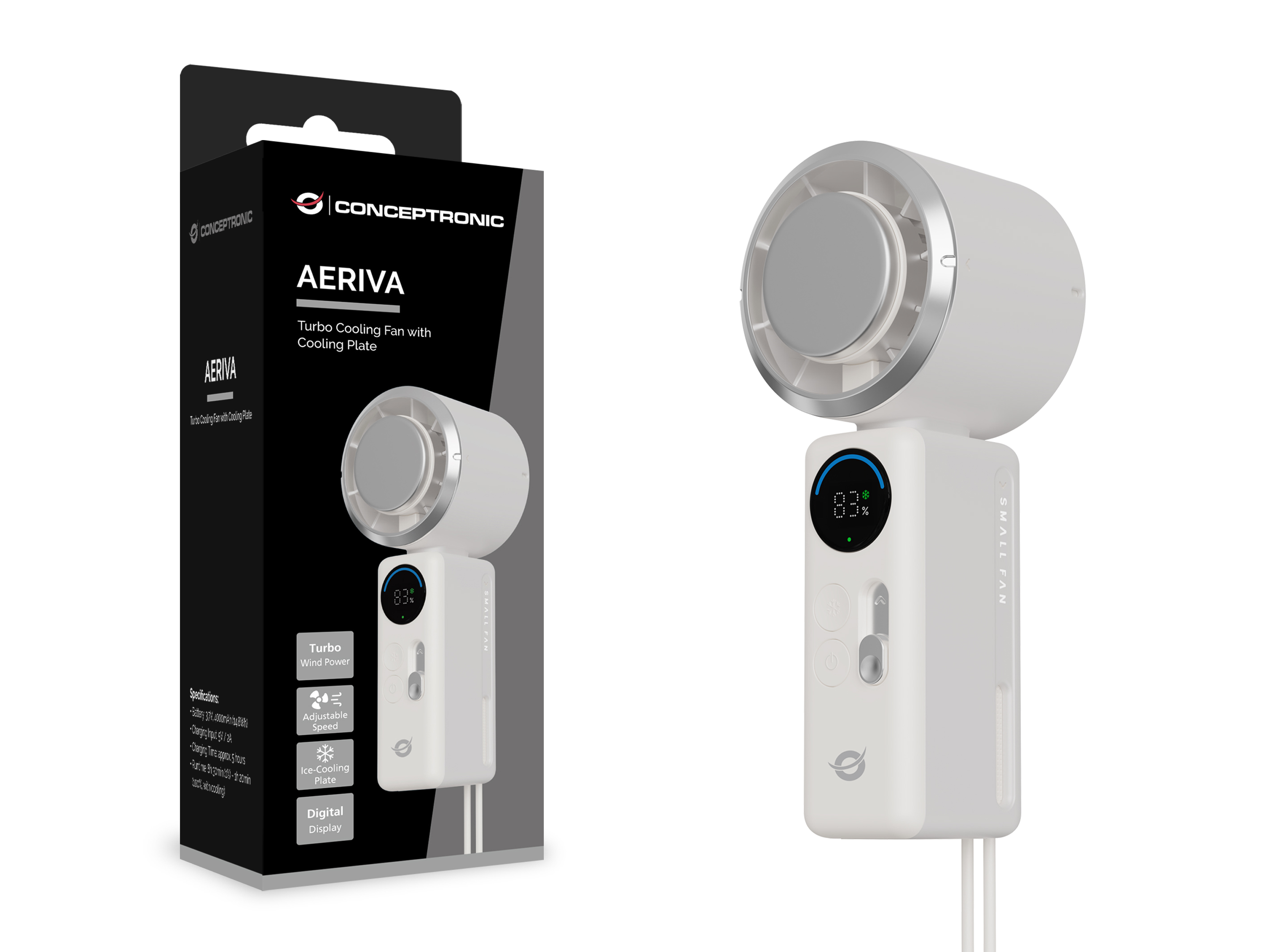 Conceptronic AERIVA03C nebulizzatore e ventilatore portatile personale Crema