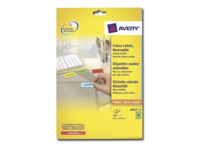 Avery L6033-20 etichetta autoadesiva Rettangolo con angoli arrotondati Rimovibile Verde 480 pz