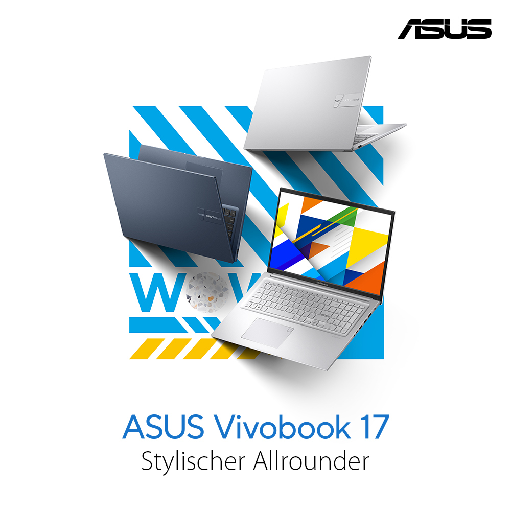 ASUS Vivobook 17 X1704VA-AU836W Intel Core 5 120U Laptop 43.9 cm (17.3) Full HD 16 GB DDR4-SDRAM 512 GB SSD Wi-Fi 6 (802.11ax) Windows 11 Home German Blue