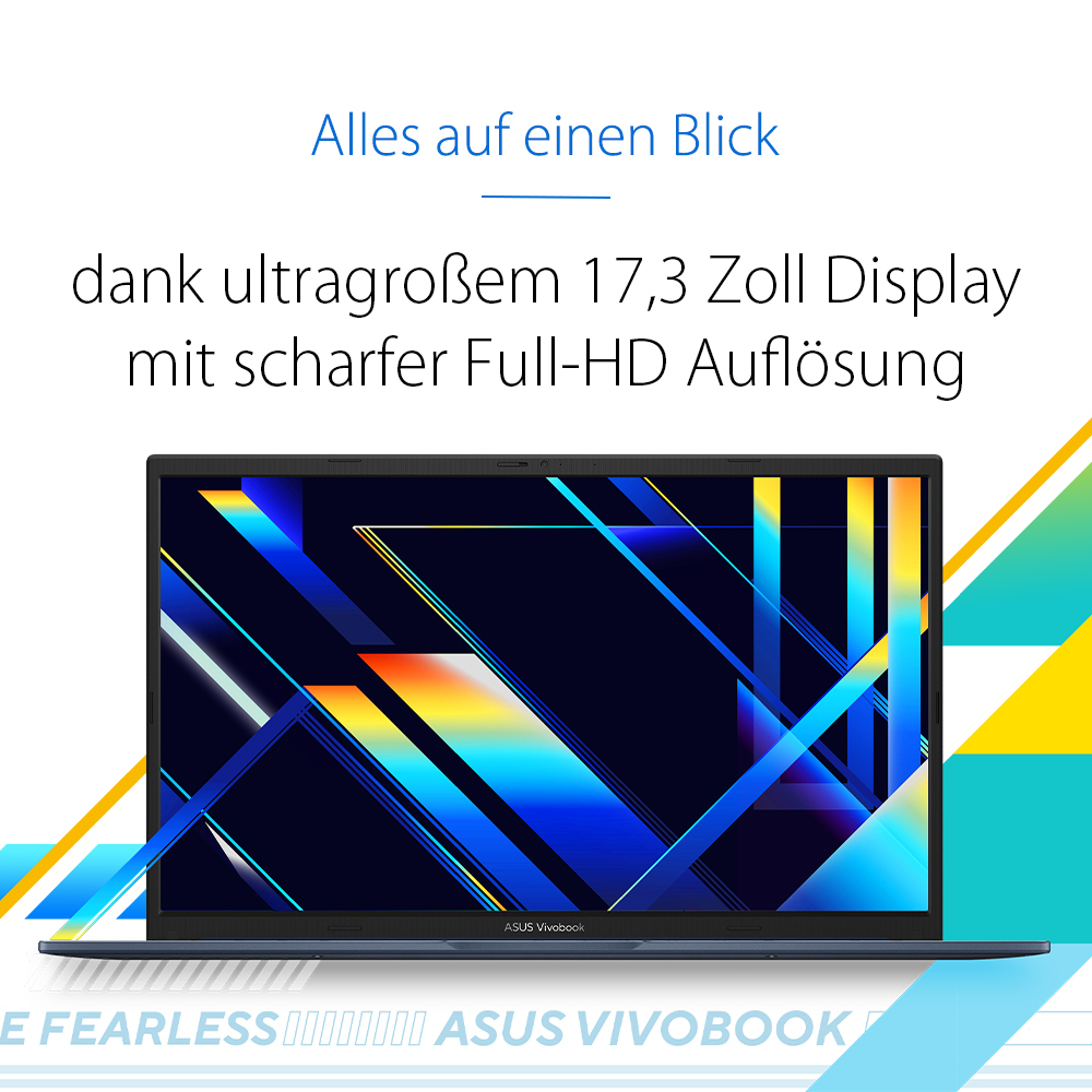 ASUS Vivobook 17 X1704VA-AU836W Intel Core 5 120U Laptop 43.9 cm (17.3) Full HD 16 GB DDR4-SDRAM 512 GB SSD Wi-Fi 6 (802.11ax) Windows 11 Home German Blue
