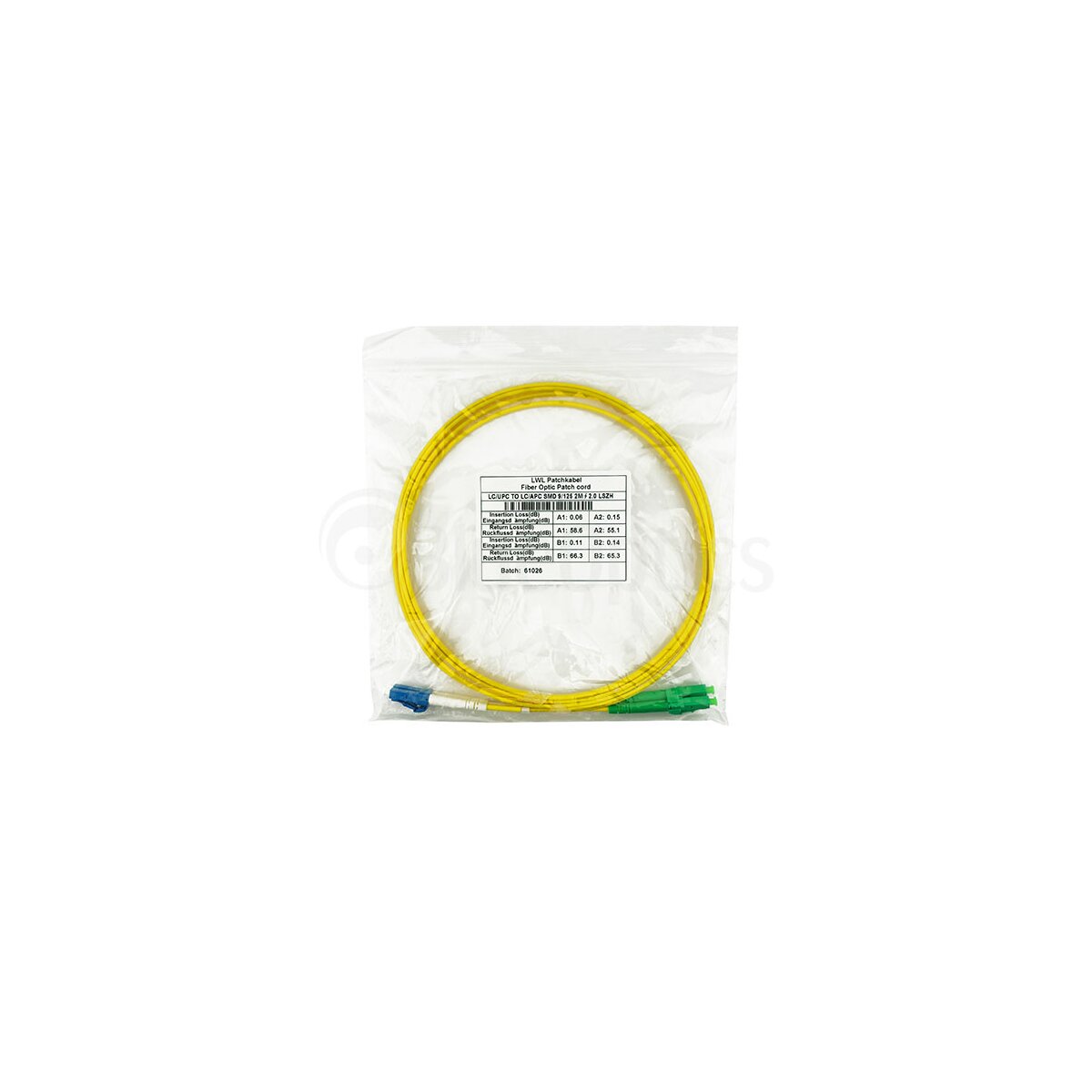 BlueOptics SFP3131BU0.5MS cable de fibra optica 0,5 m LC G.657.A1 Amarillo