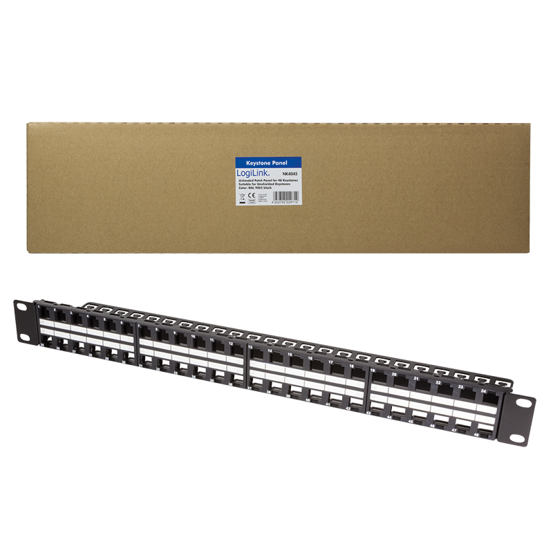 LogiLink Patch Panel - UTP - RJ-45 X 48 - Schwarz, RAL 9005 - 1U - 48.3 cm (19)