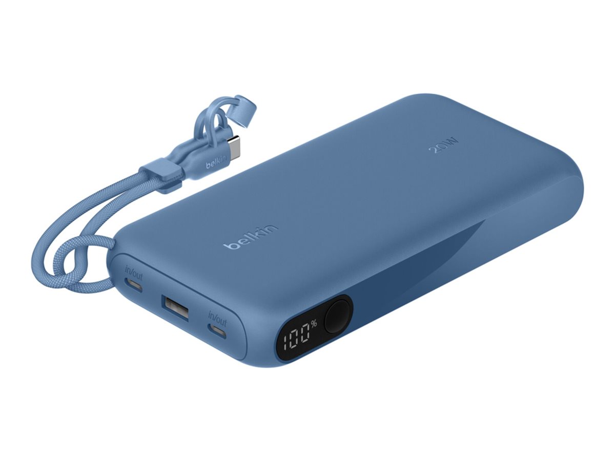 Belkin BoostCharge - Powerbank - mit Display - 20000 mAh - 20 Watt - PD - 3 Ausgabeanschlussstellen (2 x USB-C, USB)