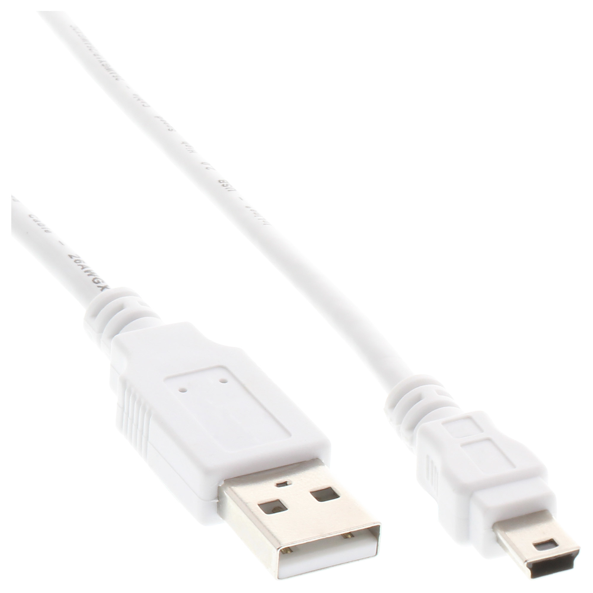 InLine USB 2.0 Mini Cable, Type A male / mini-B male (5pin), white, 0.5m
