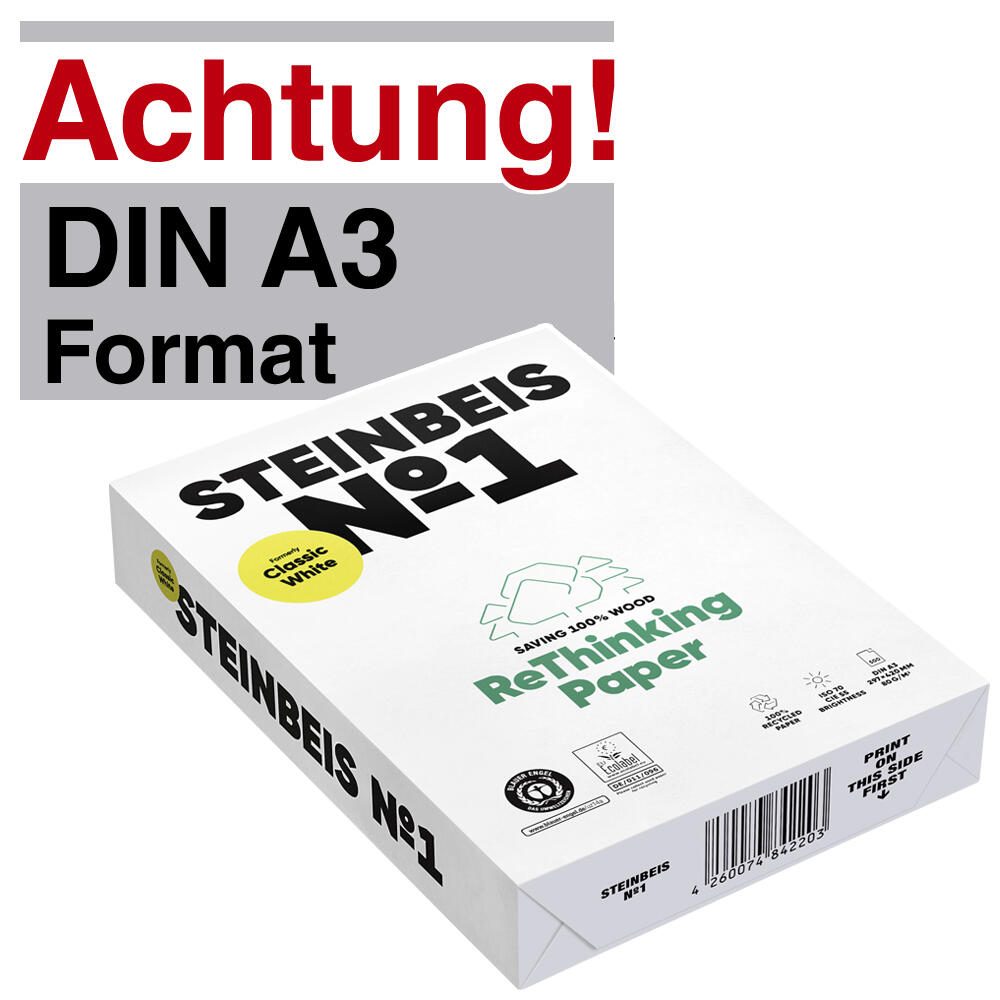 Steinbeis Recyclingpapier A3 80g 70er-Weie Classic-White Pack 500 Bl. - - 80 - Recyclingpapier - 80 g/m