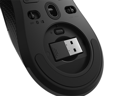 Lenovo Legion M600 Gaming Mouse - Maus - rechts- und linkshndig - optisch - 8 Tasten - kabellos, kabelgebunden - Bluetooth, 2.4 GHz, USB 2.0 - kabelloser Empfnger (USB)